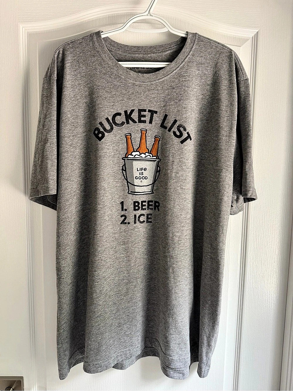 Life Is Good Bucket List Beer Ice Crusher Tee Gray XXL
